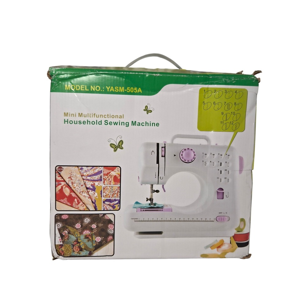 Mini Household Sewing Machine YASM-505A 12 Stitches Portable White Purple